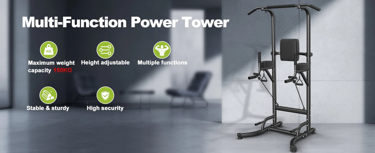 Power Tower Dip Station Pull Up Bar Multi-Function