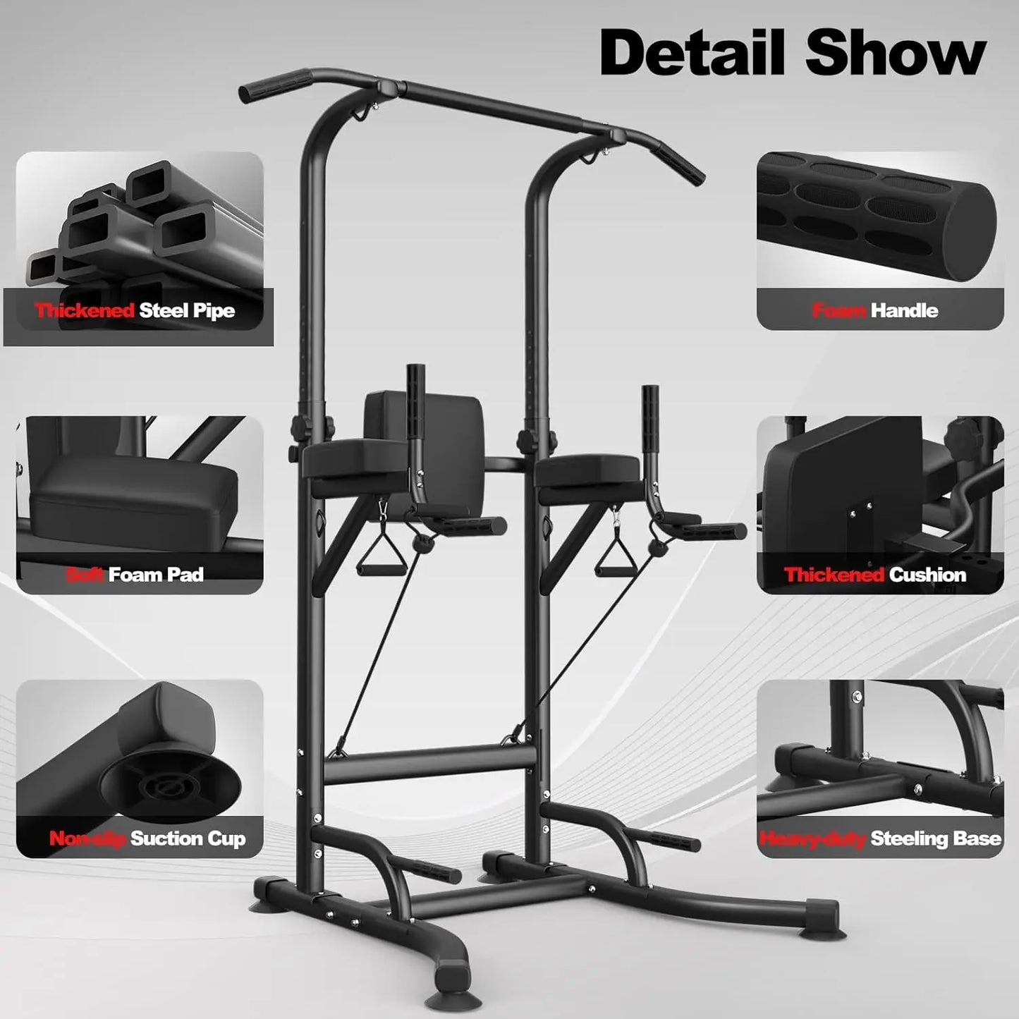 Power Tower Dip Station Pull Up Bar Multi-Function