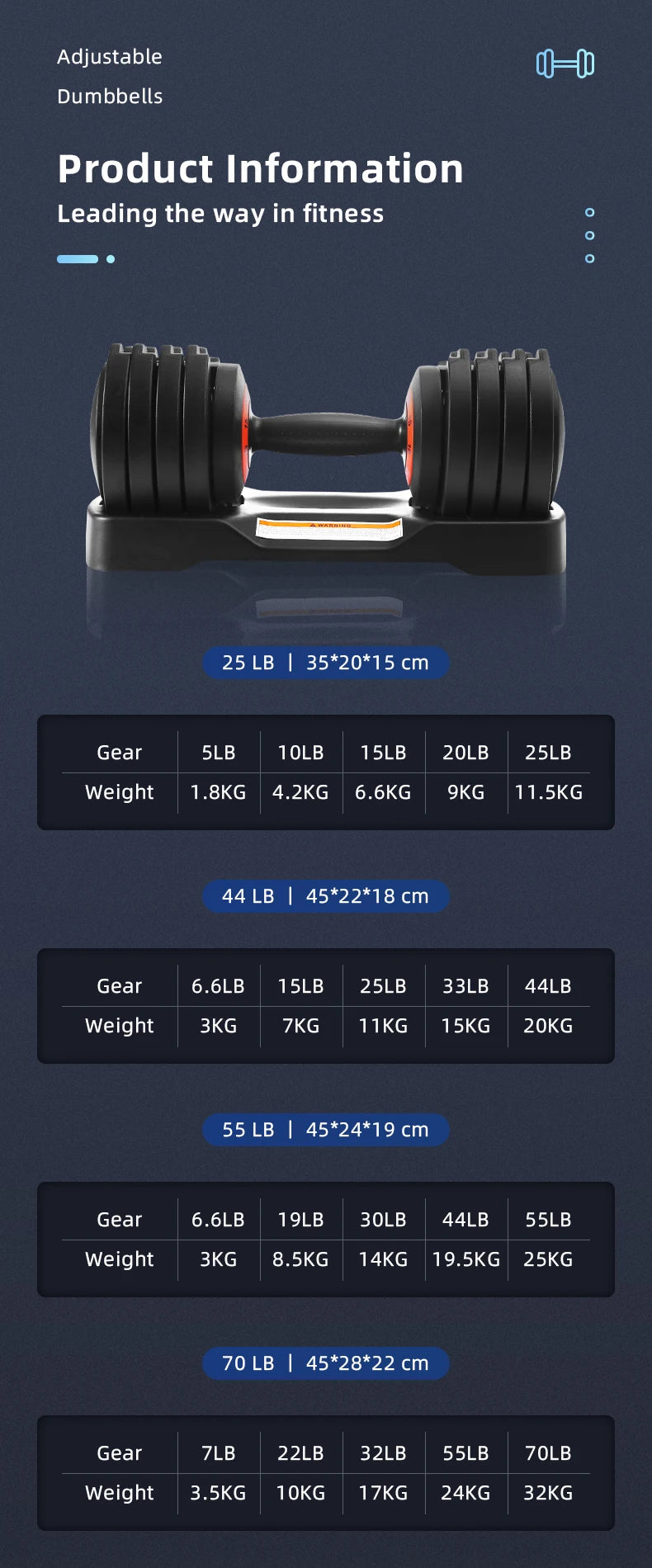 25LB 44LB 55LB 70LB High Quality Weight Training Dumbbells